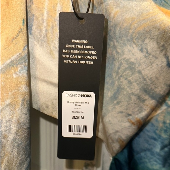 FASHION NOVA NWT Size M Gossip Girl Satin Midi Dress. Teal/combo - Picture 2 of 10